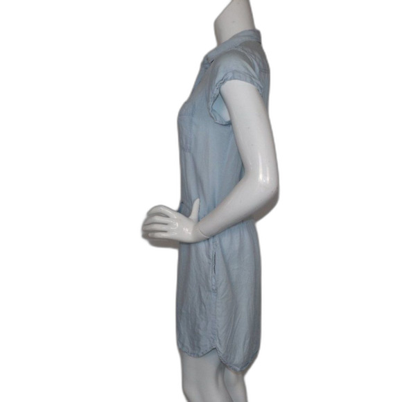 THREAD & SUPPLY Dress, M, Chambray Blue, Button front/Collar, Mini, Drawstring - Picture 10 of 13